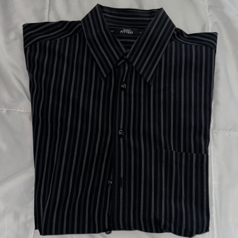Alfani Men's Black and Gray Striped Dress Shirt